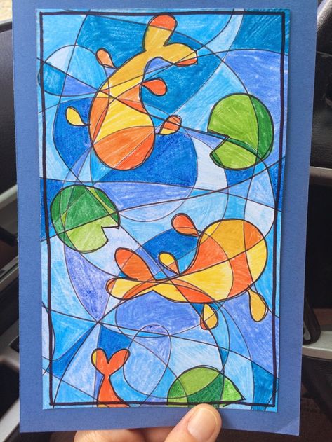 T. Matthews Fine Art: First Friday Art Class for April 2015 - Line and Color...and Koi Fish Elementary Drawing, Kids Art Studio, Koi Fish Drawing, Middle School Art Projects, Art Lessons Middle School, 5th Grade Art, 3rd Grade Art, Art Lessons For Kids, First Friday