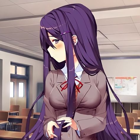 Yuri Icon, Yuri Ddlc, Doki Doki Literature Club, Doki Doki, Literature Club, Literature, Purple, Hair, Anime