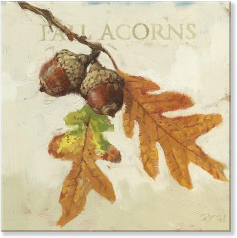 Amazon.com: Sullivans Darren Gygi Fall Acorns Giclee Wall Art; Wall Art, Canvas Prints, Wall Décor, Artwork 9" L x9 W x1 H : Everything Else Fall Leaf Painting Acrylic, Thanksgiving Paintings, Stitch Images, Darren Gygi, Thanksgiving Watercolor, Watercolor Lesson, Moose Painting, Fall Tea, Wool Painting