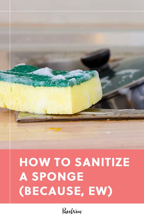 How to Sanitize a Sponge (Because, Ew)  #purewow #kitchen #cleaning #home Cleaning Home, How To Store Potatoes, Neat Tricks, Kitchen Necessities, Cleaning Gadgets, Kitchen Sponge, Kitchen Helper, Cleaning Ideas, Kitchen Cleaning