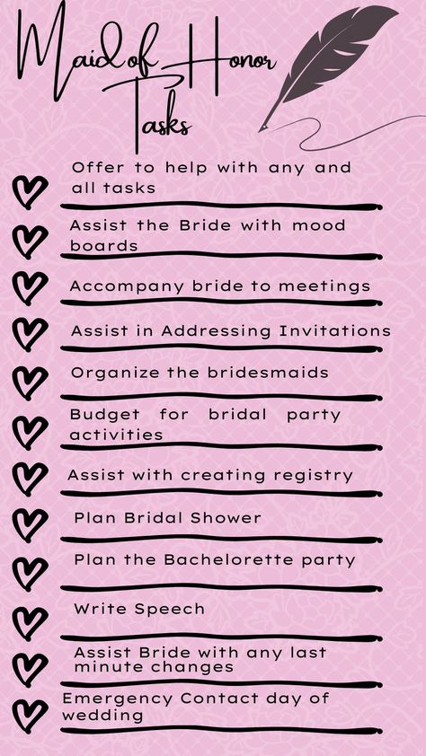 So what does a maid of honor do? Maid Of Honor To Do List, Proposal Checklist, Maid Of Honor Checklist, Shredding For The Wedding, Proposal Dinner, Small Wedding Planner, Wedding Planner Checklist Printable, Maid Of Honor Responsibilities, Planning 2025