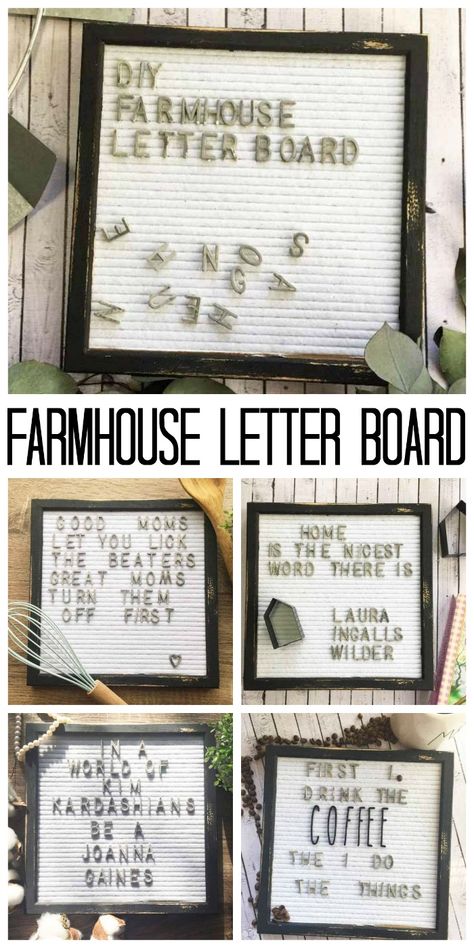 Give a changeable letter board a farmhouse style makeover with this easy to follow tutorial! You will love this rustic addition to your decor! Farmhouse Letter Board Quotes, Woods Craft, Farmhouse Letters, Galvanized Letters, Board Sayings, Make Paper Flowers, Haunted Forest, Country Chic Cottage, Letter Boards