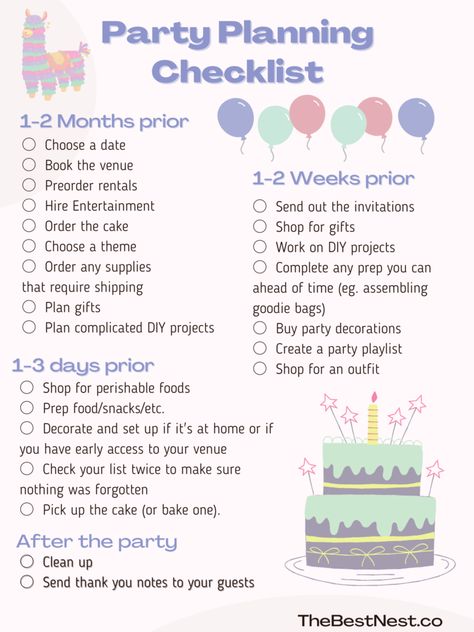 How to Plan a Birthday Party - The Best Nest Birthday Party Necessities List, How To Plan Birthday Party, Planning A First Birthday Party, How To Plan A Birthday Party, Birthday Planning Checklist, Birthday Plans Ideas, Birthday Party Supplies Checklist, Cheap Birthday Party Ideas, Birthday Plan Ideas