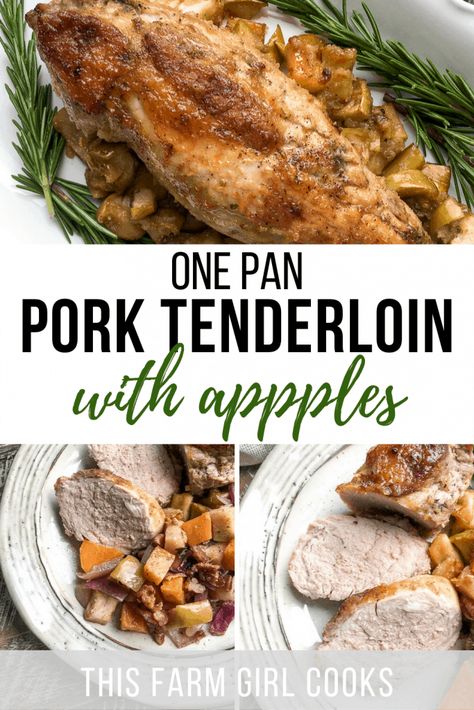 Pork Tenderloin And Apples In Oven, Pork Tenderloin With Apples, Healthy Pork Tenderloin Recipes, Recipes Using Pork, Apple Pork Tenderloin, Baked Pork Tenderloin, Pork Roast In Oven, Slow Cooker Recipes Pork, Apple Pork