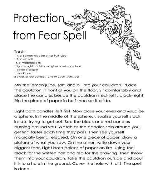 protection-from-fear Fear Spell, Familiar Spell, Hereditary Witch, Earth Magick, Protection Magic, Spelling For Kids, Witches Familiar, Charmed Book Of Shadows, Easy Love Spells