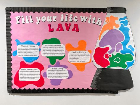 Self Care Ra Bulletin Board, Bulletin Boards Ra, Ra Bulletin Board Ideas, Residence Life Bulletin Boards, Dorm Bulletin Boards, Pe Bulletin Boards, Res Life Bulletin Boards, Ra Inspiration, Health Bulletin Boards