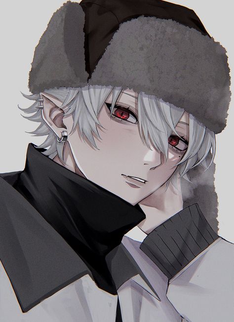 Anime Guy With Black And White Hair, Anime Boy White Hair Red Eyes, Anime Guy With White Hair, Anime Guy White Hair, White Haired Anime Guy, Anime White Hair Boy, Guys With White Hair, Russian Anime, Boy With White Hair