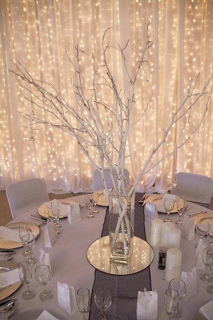 White And Wood Party Decor, Winter Wonderland Gala Decor, Winterwonder Land Theme Party, Winter Wonderland Gala, Diy Winter Wedding, Wedding Reception Lighting, Winter Wonderland Decorations, Diy Wedding Reception, Wedding Reception Ideas