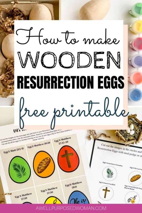 How to make Wooden Resurrection Eggs (Free Booklet) - A Well Purposed Woman Resurrection Eggs Printable Free, Resurrection Eggs Diy, Diy Resurrection Eggs, Resurrection Eggs Printable, Easter Resurrection Eggs, Autumn Kids Crafts, Kids Crafts For Christmas, Easter Story Eggs, Kids Crafts Summertime