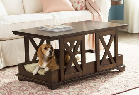 Coffee Table Dog Bed Coffee Table Dog Bed, Table Dog Bed, Dog Nook, Unique Dog Beds, Organizing Products, Indoor Ideas, Cool Dog Beds, Dog Rooms, Pet Crate