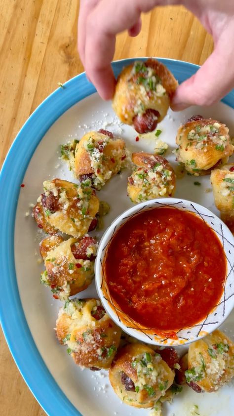 Garlic Knot, Mini Hot Dogs, Refrigerated Pizza Dough, Cocktail Sausages, Garlic Knots, Feb 4, Marinara Sauce, Grated Parmesan Cheese, Pizza Dough