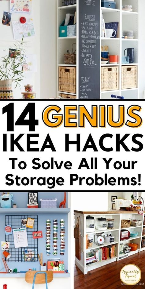 Ikea Kitchen Storage, Easy Storage Hacks, Ikea Storage Hacks, Best Ikea Hacks, Ikea Desk Hack, Ikea Organization, Toy Storage Solutions, Storage Room Organization, Easy Ikea Hack