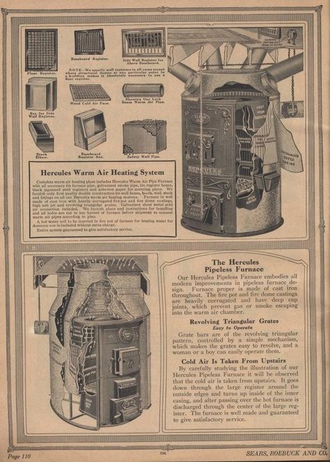 Sears Honor Bilt -1925 - hot air furnace  archive.org Sears Homes, Belgian House, 1920 House, Fire Pots, 1920s House, Vintage Appliances, Hydro Electric, Patent Art, Old Ads