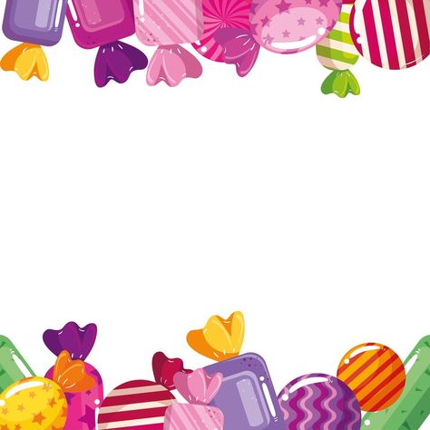 Walle Y Eva, Flower Border Clipart, Candy Background, Candy Card, Candy Images, Candy Clipart, Colourful Wallpaper Iphone, Photo Frame Wallpaper, Pastel Candy