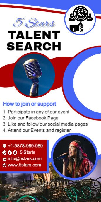 Editable Corporate talent search Events service provider deejay academy poster sound and tent décor Event Services, Service Provider, Tent, Sound, Design