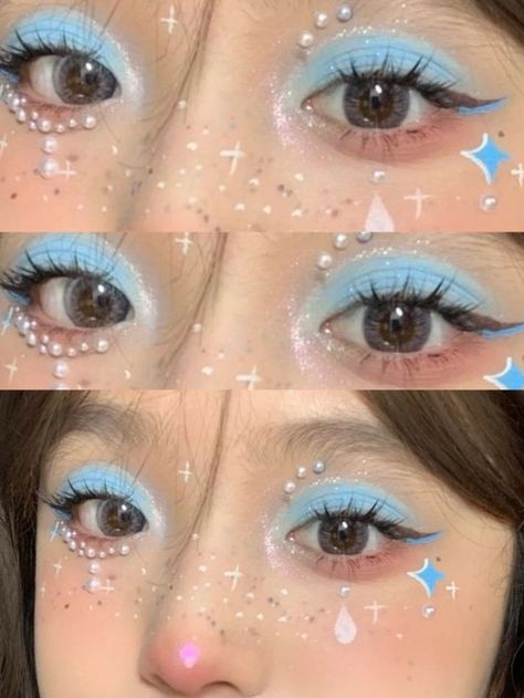 Mermaid Eye Makeup, Teal Makeup, Chinese Makeup, Douyin Makeup, Cute Eye Makeup, Kawaii Makeup, Ethereal Makeup, Beautiful Eye Makeup, Eye Makeup Designs