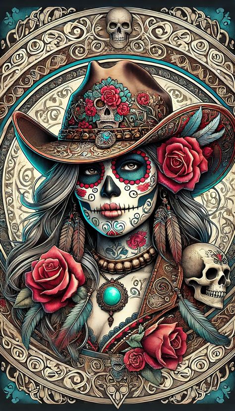 Female Sugar Skull Tattoo, Mexican Sugar Skull Art Beautiful, Day Of The Dead Tattoos, Day Of Dead Tattoo, Sugar Skull Art Drawing, Dead Tattoo, Best Friend And Lover, Skull Art Tattoo, Skull With Flowers