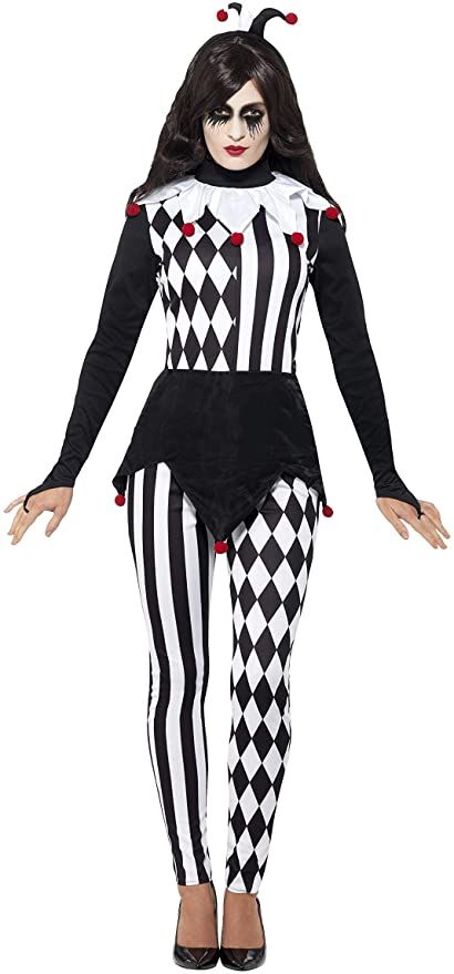 Smiffys Adult Women's Halloween Female Jester Costume, Top, Leggings and Headband, Cirque Sinister, Halloween, Size: S, 45202: Amazon.co.uk: Toys & Games Female Jester Costume, Female Jester, Evil Jester Costume, Halloween Costume Zombie, Clown Fancy Dress, Jester Halloween, Jester Outfit, Harlequin Costume, Jester Costume