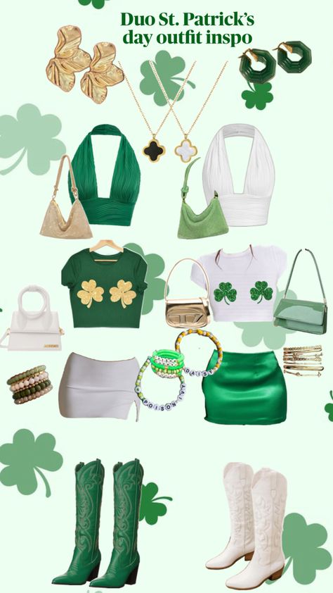 Best Friend St.Patricks day outfit inspiration St Pattys Outfit, St Patricks Outfit, St Pattys Day Outfit, Girls Night Outfit, Mardi Gras Outfits, St Patrick's Day Outfit, Party Fits, St Paddy, St Pattys Day