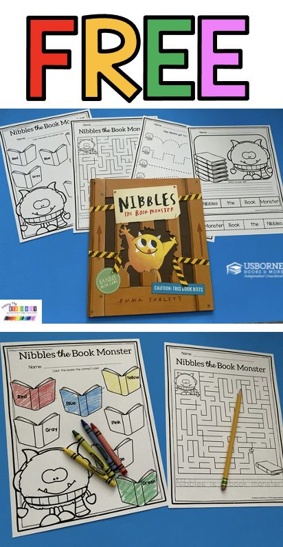 BOOK COMPANION FREEBIES USBORNE BOOKS - NIbbles the book monster activities - book companion - Usborne - free lessons - activities and printables - homeschool - homeschooling - reading - reading comprehension - read alouds - stories - math and literacy units - social studies and science units #kindergartenreading #kindergartenwriting Nibbles The Book Monster Activities, 1st Grade Book Crafts, Nibbles Book Monster, Story Books With Activities, Nibbles The Book Monster, Cafe Classroom, Monster Books, Book Monster, 1st Grade Books