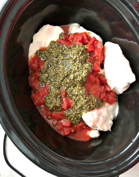 Slow Cooker Alfredo Pesto Chicken and Pasta Recipe Slow Cooker Alfredo, Crockpot Pesto Chicken, Best Crock Pot Recipes, Basil Pesto Chicken, Chicken Pesto Recipes, Chicken And Pasta, Pesto Pasta Recipes, Best Crockpot Recipes, Chicken Alfredo Recipes