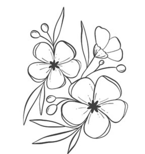 Pencil Drawing Images For Beginners, Flower Line Art Simple, Flower Embroidery Designs Drawings, Cute Flower Doodles Easy, Flower Outline Simple, Embroidery Flower Outline, Flower Lineart Simple, Easy Flower Drawings Simple, Flower Design Drawing