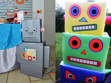 Robot Trunk Or Treat, Robot Birthday Party Ideas, Robot Party Ideas, Robot Party Food, Robots Party Theme, Robot Party Favors, Robot Decorations, Robot Birthday Party, Robot Theme