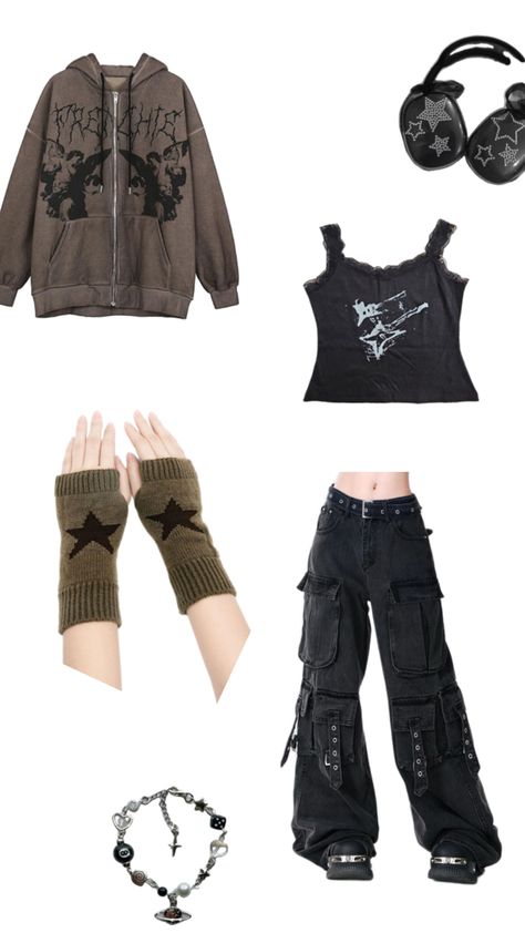 Demigirl Outfits, School Y2k Outfits, Grunge Outfits Girl, Cute Grunge Outfits, Alternative Fashion Grunge, Style Alt, Grunge Core, Acubi Style, Y2k Grunge Outfits