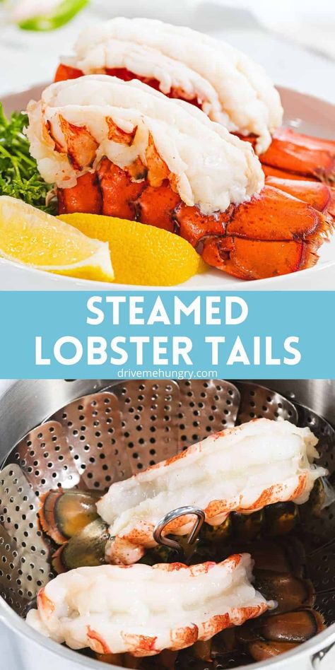 These steamed lobster tails are tender, juicy, and succulent! They're steamed in a pot of water with flavorings until perfectly cooked! Steamed Lobster How To Cook, Steam Lobster Tail How To Cook, How To Steam Lobster Tails, Steamed Lobster Tails How To Cook, How To Cook Lobster Tails Easy, Small Lobster Tail Recipe, How To Cook A Lobster Tail, How To Cook Frozen Lobster Tails, Steam Lobster Tail