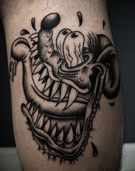 Rat Fink Tattoo Old School, Rat Fink Tattoo, Justin Tattoo, Tattoos 2023, Biker Tattoos, Thai Tattoo, Rat Fink, Geniale Tattoos, White Tattoo