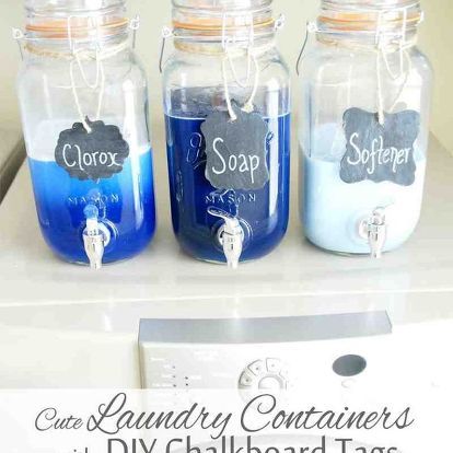 ขวดโหล Mason Jar, Ikea Organisation, Laundry Soap Container, Organized Laundry, Laundry Room Hacks, Chalkboard Tags, Laundry Room Diy, Diy Chalkboard, Diy Laundry