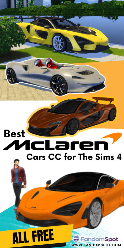 McLaren cars made for The Sims 4. Yes these are all deco only and not drivable, but they'll really fill out your Sim's garage or parking spot. Great for fans of super cars! Sims 4 Deco Cars, Sims 4 Cc Cars Patreon Free, Sims 4 Functional Cars, Sims 4 Park, Sims 4 Car Mod, Sims 4 Cars, Car Deco, Mclaren Cars, Tumblr Sims 4