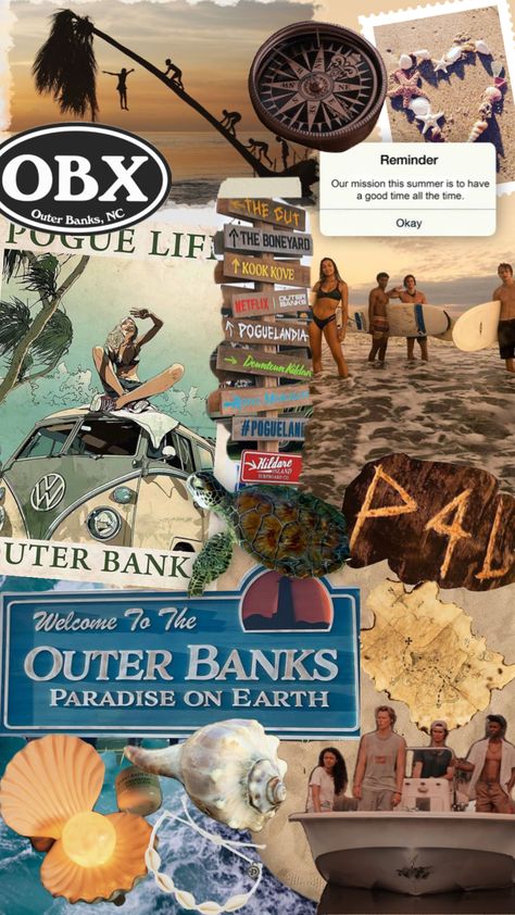 Obx Outer Banks Wallpaper Collage, Obx Aesthetic Wallpaper Iphone, Obx Phone Wallpaper, Outerbanks Backgrounds, Obx Wallpaper Iphone, Pogue Life Wallpaper, Obx Aesthetic Wallpapers, Beach Wallpaper Collage, Obx Lockscreen