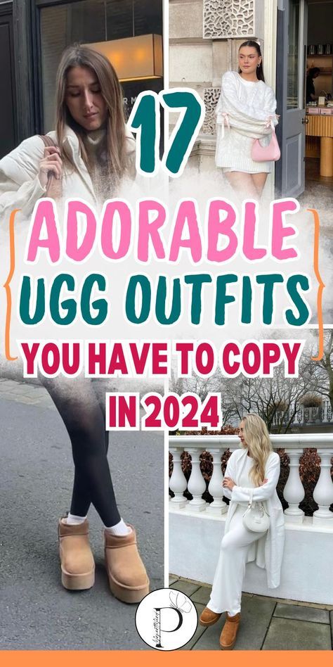 Want to know how to style UGGs? Or are you looking for some cute outfits with UGGs to recreate? Then you’ll love these 17 trendy Ugg outfit ideas! Ugg outfits, ugg slippers outfit, ugg tasman slippers outfit, ugg boots outfit, ugg Tazz slippers, black uggs outfit, platform uggs outfit, mini uggs outfit, ultra mini uggs outfit, ugg tasman outfit Ugg Tasman Slippers Outfit Ideas, 2024 Ugg Trends, Ugg Platform Mini Outfit, How To Wear Ugg Tasman Slippers, How To Style Ugg Mini Boots, How To Style Platform Uggs, Cute Uggs Outfits, Uggs 2024, Uggs Neumel Outfit Women