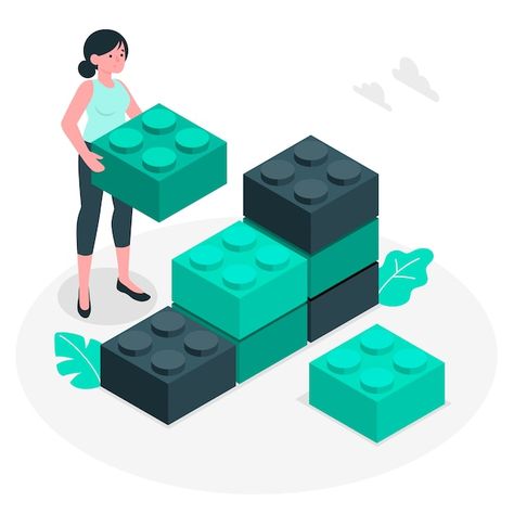 Building blocks concept illustration | Free Vector #Freepik #freevector #building-blocks #block #game-illustration #play-game Lego Building Blocks, Illustration Story, Lego Construction, Lego Blocks, Isometric Illustration, Concept Illustration, Graphic Design Resume, Block Style, Lego Building