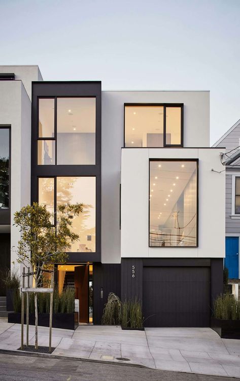 Photo 1 of 19 in MAK Studio Noe Valley Residence by Frank Nolan - Dwell Luxury Exterior Design, Residential Building Design, Townhouse Designs, Minimalist House Design, Minimalist Architecture, Modern Exterior, Facade House, Residential Architecture, Modern House Exterior