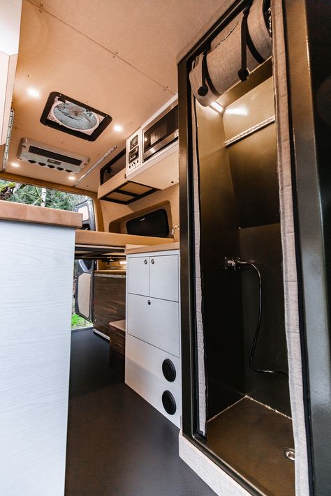 Let us introduce you to our latest custom-built van to hit the road... Bob! This van has it all — a fully enclosed aluminum shower, two galleys, a microwave, a cozy bed, and much more — all in a 144” wheelbase, thanks to flares on either side of the van that allow for sleeping side to side. #outsidevan #vanlife #vanconversion #custom #handbuilt #sprinter #sprintervan #van #mercedesbenz #getoutside #adventure Sprinter Van Conversion Layout, Van Conversion Plans, Sprinter Motorhome, Custom Sprinter Van, Van Conversion Layout, Mercedes Sprinter Camper, Mb Sprinter, Sprinter Van Conversion, Van Conversion Interior