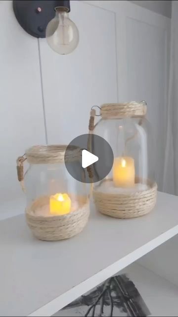 Glass Jar Decorating Ideas, Diy Jars Ideas, Jar Decorating Ideas, Wine Bottle Crafts Christmas, Decoupage Jars, Twine Crafts, Arts And Crafts For Adults, Small Glass Jars, Jar Design