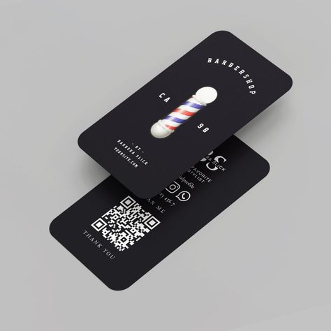 Modern Barbershop Barber's Pole Haircut Barber Business Card Modern Barbershop, Barber Business Cards, Barber Logo, Barber Pole, Qr Code Business Card, Hairstylist Business Cards, Black Aesthetic Wallpaper, Minimalist Logo, Black Aesthetic