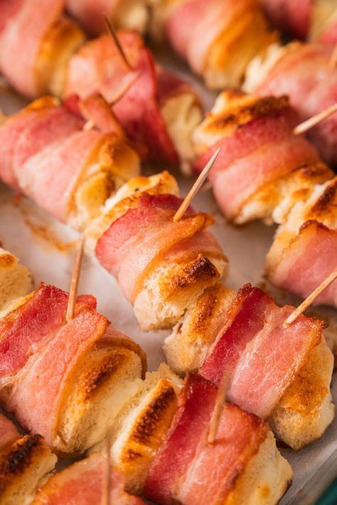 Christmas Food Party Appetizers, Bacon Rolls British, Recipe Party Ideas, Bacon Wrapped Potato Rolls, Grandma Pats Bacon Rolls, Dinner Ideas Using Bacon, Easy Potluck Dishes Crowd Pleasers, Potluck Ideas Easy, Bacon Breakfast Ideas