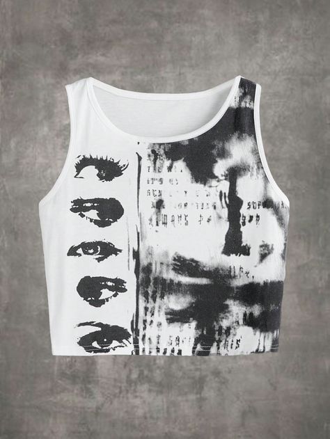 ROMWE Grunge Punk Tie Dye Figure Graphic Tank TopI discovered amazing products on SHEIN.com, come check them out! Punk Tie, Messy Clothes, Punk Top, Tie Dye Pants, Tank Outfit, Women Tank Tops, Grunge Punk, Top Tank, Print Tank