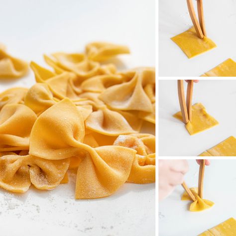 Making Different Pasta Shapes, Homemade Bow Tie Pasta, How To Make Bowtie Pasta, How To Make Bow Tie Pasta, Homemade Noodle Shapes, Easy Pasta Shapes By Hand, How To Shape Pasta, How To Make Different Pasta Shapes, Shaping Pasta By Hand