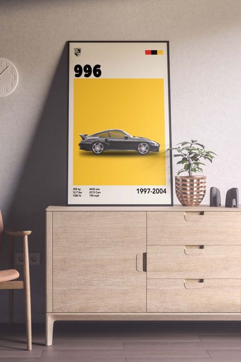 Porsche 996 Turbo, 996 Porsche, 996 Turbo, Porsche Poster, Etsy Poster, Design Studio Workspace, Porsche 996, Birthday Wall, Car Wall Art