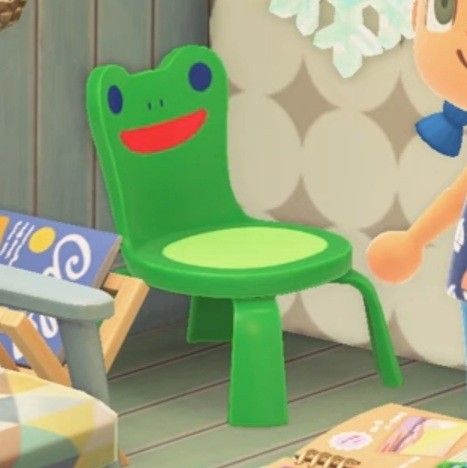 Froggy Chair, Animal Crossing Villagers, New Animal Crossing, One With Nature, Animal Crossing Game, Ghibli Movies, The Chair, Dream House Interior, Cute Frogs