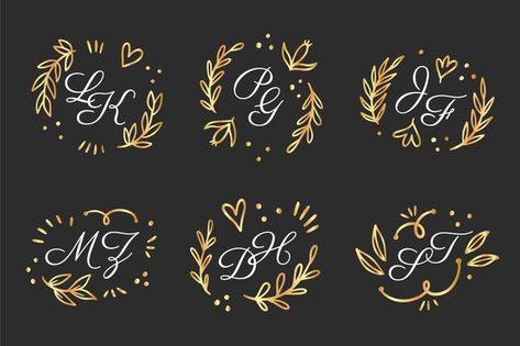 Colección de logos de monogramas de boda dibujados a mano | Vector Gratis Logo Monogramme, Wedding Logo Monogram, Hand Drawn Wedding, Wedding Monogram, Wedding Logos, Logo Collection, Poster Stickers, Monogram Wedding, Monogram Logo