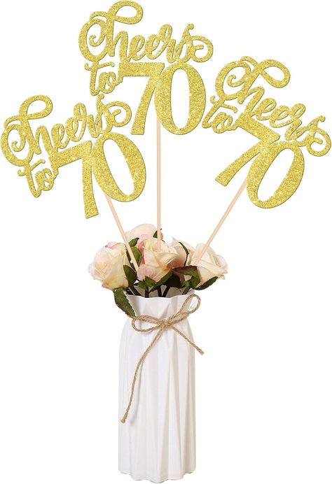 Amazon.com: 12 PCS Cheers to 70 Centerpiece Sticks Double Sided Glitter Happy 70th Birthday Centerpieces Number 70 Flower Centerpiece for 70th Birthday Party Decorations Table Centerpieces Supplies Rose Gold : Grocery & Gourmet Food 70th Bday Party Ideas For Mom, 70th Birthday Centerpieces, 70th Birthday Party Decorations, 70th Birthday Ideas For Mom, 70th Birthday Parties Decorations, 70th Birthday Party Ideas, Happy 70th Birthday, Party Decorations Table, Happy 70 Birthday