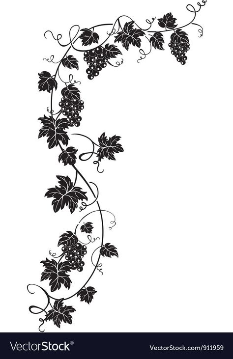 Grapevine Tattoo, Grape Vine Tattoo, Vines Drawing, Vine Illustration, Grape Drawing, Wine Leaves, Wine Vine, Branch Drawing, Vine Drawing