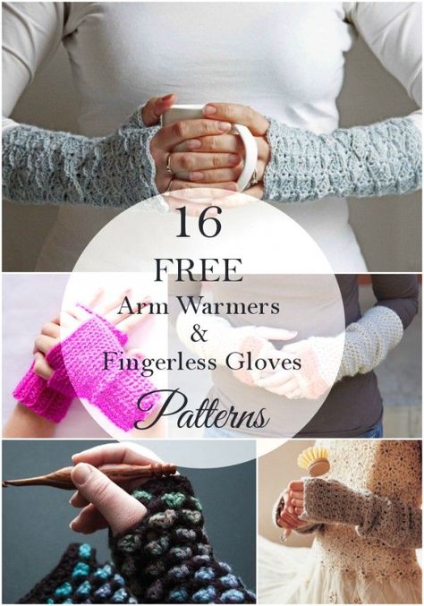 16 Pretty and FREE Crochet Arm Warmer and Fingerless Glove Patterns - these are the best fall accessories! Crocheted Gloves, Crochet Arm Warmers, Crochet Hand Warmers, Mittens Crochet, Crochet Mitts, Crochet Wrist Warmers, Diy Sy, Fingerless Gloves Crochet Pattern, Crochet Headbands