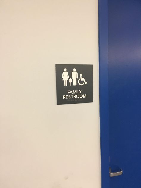 The "child" on this family restroom sign is just a tiny version of the man. Human Diversity, Public Bathrooms, Restroom Sign, Family Bathroom, Bathroom Signs, The Man, Human, Signs, Quick Saves