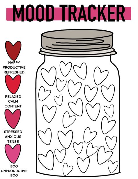 February Mood Tracker Printable, February Mood Tracker, Mood Tracker Template, Fairy Aesthetic Wallpaper, Weather Tracker, February Mood, Mood Tracking, Mood Diary, Jar Of Hearts